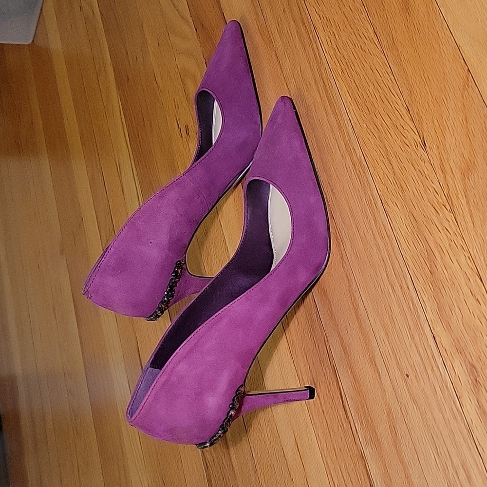 New White House Black Market Wine/Purple Jewel Encrusted Suede Pumps